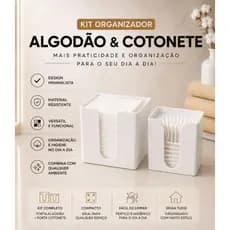 Kit Porta Algodão Quadrado + Porta Cotonete Minimalista| Higiênico, Prático e Organizado