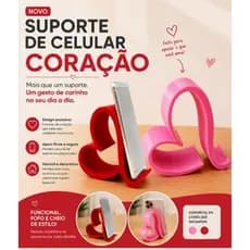 Suporte para Celular em Formato de Coração | Porta Celular de Mesa Decorativo e Funcional