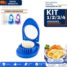 Cortador de Ovo Fatiador 1/2/3/4/5 Manual Compacto Cozinha Porta Ovos Azul Branco Roxo Corte Uniforme Premium