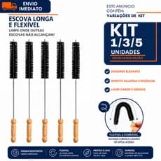 Escova Longa Grande 70 cm 1/2/3/4/5 Flexível para Limpeza de Máquina de Lavar Roupa Canos, Drenos, Garrafas