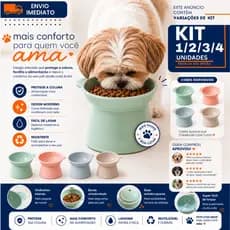 Comedouro Elevado Pet Para Gatos E Cães 1/2/3/4  Pequenos Tigela Moderna Colorida Fácil Limpar Pote Alimentação
