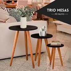 Kit Trio de Mesinhas Jogo de Mesas Lateral Decorativa