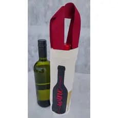 Porta Vinho tecido cru estampa vinil termocolante, ideal para presentear o apreciador de vinho.