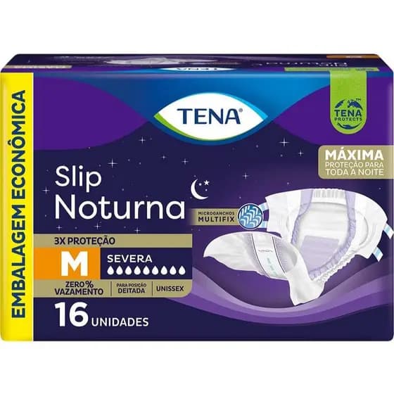 Tena Slip Noturna, Fralda Geriátrica para Incontinência Urinária, M - 16 unidades