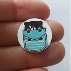Botão Gatinho estampado 20mm