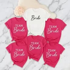 Camiseta feminina Despedida de Solteira Team Bride Noiva e Madrinhas Pré-Casamento