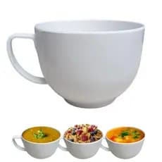 Caneca Jumbo 700ml Melamina Branca Tigela Sopa Caldo Restaurante Cozinha Servir Porções Buffet