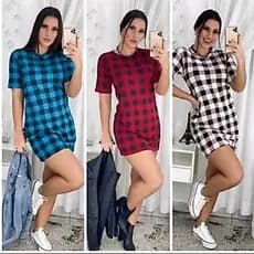Camisão Vestido Blusão Xadrez Feminino Confortável Moda Blogueira Lançamento verão