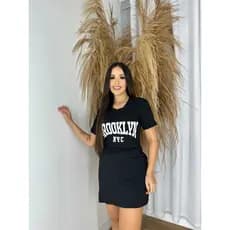 VESTIDO CAMISÃO CAMISETA BROOKLYN MODA FEMININA TENDÊNCIA DIA DIA