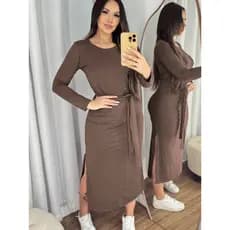 Vestido Midi Manga Longa de Amarração  Feminino dia a dia