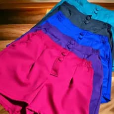 SHORT ALFAIATARIA FEMININO BOTÃO CINTURA ALTA ESTICA