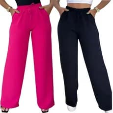 Calça Pantalona Feminina Com bolso e calca Feminina Cintura Alta Com Elastico