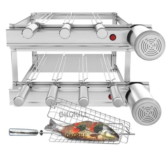 Churrasqueira inox 7 espetos gourmet SeveFort + grelha + brinde