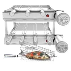 Churrasqueira inox 7 espetos gourmet SeveFort + grelha + brinde