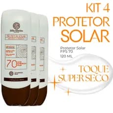Kit 4 Protetor Solar Júlia Ribeiro FPS 70 – Alta Proteção, Efeito Matte e Hidratação | Uso Diário 🌞💛