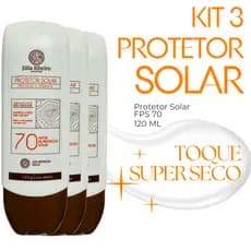 Kit 3 Protetor Solar Júlia Ribeiro FPS 70 – Alta Proteção, Efeito Matte e Hidratação | Uso Diário 🌞💛