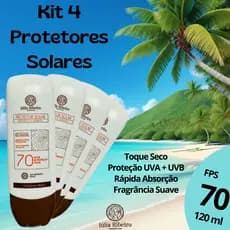 Kit 4 Protetor Solar fator 70 Facial e Corporal TOQUE SECO