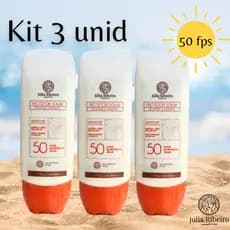 Combo 3 Protetores Solares FPS 50 Júlia Ribeiro (120ml cada) - Facial e Corporal, Toque Seco, Vegano