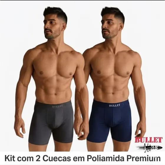 Kit 2 Cuecas Boxer Poliamida Premium – Conforto em Dobro. Toque macio, ajuste perfeito e alta durabilidade para o dia