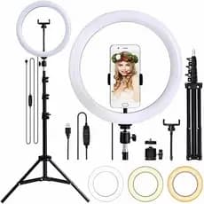 RING LIGHT ILUMINADOR LIVE VIDEO FOTO 26CM 10" TRIPÉ 1,5M