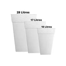 Kit 3 Vasos Quadrados 3 Cores Coluna Plantação Plantas Jardins Mudas 10Lts 17Lts 28Lts
