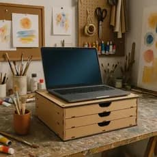 Gaveteiro de MDF 3 Gavetas – Organizador para Escritório, Estudo e Artesanato