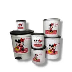Organizador Kit Mantimentos Branco Minnie Casal + Lixeira Branca Minnie Casal