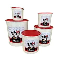Kit Mantimentos Plástico Redondo Personalizado Mickey Minnie