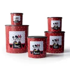 Kit Mantimentos Plástico Redondo Personalizado Mickey Minnie pintura Cores
