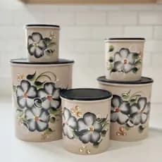 Jogo de Mantimentos Kit 5 Peças Pintados à Mão – Decoração Flor
