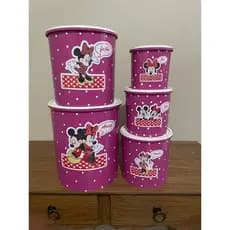Kit Mantimento Plástico 5 Peças Redondo Personalizados Mickey Minnie