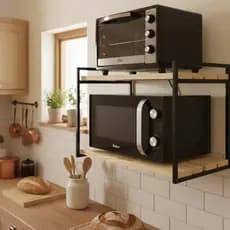Suporte microondas forno 60cm air fryer impressora prateleira de parede nicho multiuso Pinus Metalon