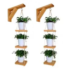 Kit 2 Suporte para Plantas Suspenso Floreira Vertical Madeira Decoração Jardim Suporte Vaso Planta