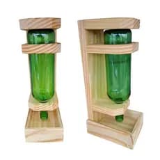 Comedouro para Passaros Livres Madeira Garrafa 750ml Decoração Jardim Alimentador Passarinho Aves