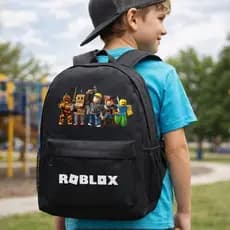 Mochila Roblox Infantil Menino Bolsa Escolar Academia Trabalho De Costas Grande Bag Reforçada Preta