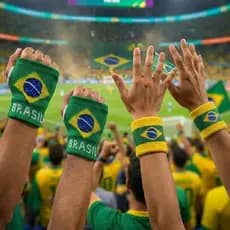 2 Munhequeiras Brasil Copa Bandeira Esportiva Algodão Par