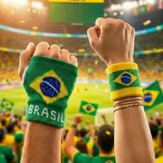 Munhequeira Brasil Copa Bandeira Esportiva Algodão