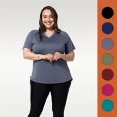Camiseta plus size esporte long line feminina tapa bumbum dry fit
