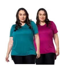 Kit 2 blusas mullet fitness Plus Size feminina academia dry fit