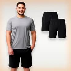 Kit 2 bermudas masculinas plus size esportivas academia casual leve respirável dry fit