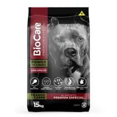 Ração Biocare Power Training para Cães Adultos Sabor Frango e Carne 15kg