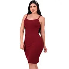 vestido feminino midi alcinha regata canelado básico com elastano