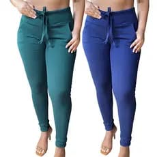 kit 2 calças feminina skinny cintura alta com elastano inverno