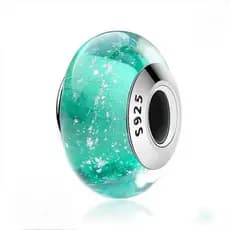 Berloque Murano Verde Água Prata 925 | Charm Compatível com Pulseiras | Vidro Artesanal