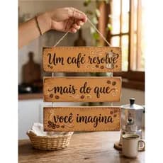 Plaquinha Decorativa MDF Cantinho do Café Decoração Cozinha Área gourmet Frases Legais Presente Cafeteira Casa de Roça