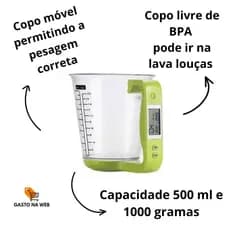 COPO MEDIDOR DIGITAL 500ML COM BALANCA DIGITAL PRATICA PRECISA