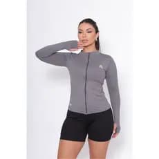 CAMISETA BLUSA TERMICA FEMININA -  FPU-50+ MANGA LONGA Tecido Gelado Macio Proteção UV Solar Zíper