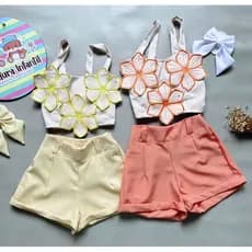 conjunto infantil,conjunto flor,short infantil alfaiataria,roupa infantil estilosa,moda blogueirinha,Croped infantil.