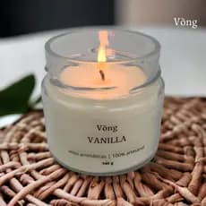 Vela Aromática Vanilla 140g Com Cera de Coco Vòng Velas