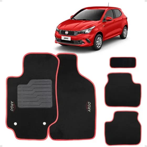 Jogo De Tapete - Carpete -Bordado - Compatível - Fiat Argo ano 2016 - 2025 - Automóvel - Carro
